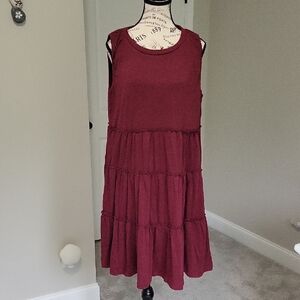 Red Tiered Sleeveless Mini Sundress